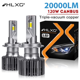 【สว่างมาก】หลอดไฟตัดหมอก Led HLXG H7 Canbus H4 9005 HB3 9006 HB4 120W 20000LM H8 H11 H9 6000K