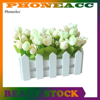 Phoneacc รั้วไม้ ดอกไม้ประดิษฐ์ สีขาว สําหรับตกแต่งบ้าน สวน 1 ชุด