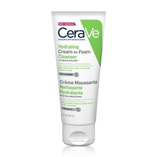 CERAVE Hydrating Cream-to-Foam Cleanser 100 ml. - ความสะอาดและล้างเครื่องสำอางขั้นตอนเดียว เพื่อผิวสะอาด ชุ่มชื้น