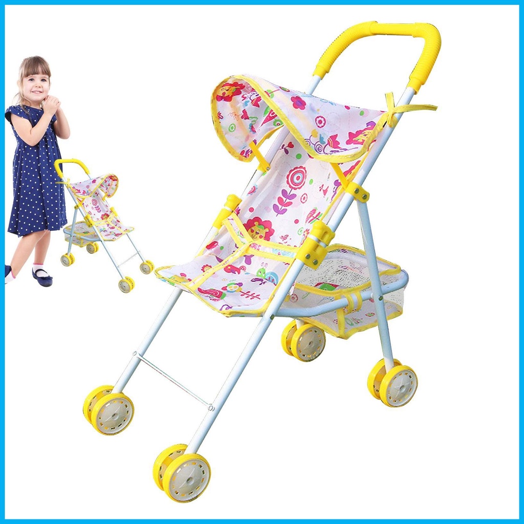 รถเข็นเด็ก แบบพับได้ พร้อมตะกร้าด้านล่าง เหมาะกับของขวัญ สําหรับเด็กผู้หญิง อายุ 3 ปี