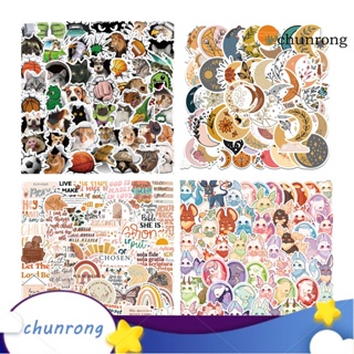 Chunrong สติกเกอร์ ลายกราฟฟิตี้สัตว์ มีกาวในตัว ลอกออกได้ กันน้ํา สําหรับติดตกแต่งสเก็ตบอร์ด โทรศัพท์ 50 แผ่น