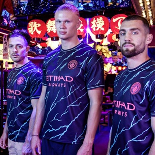 เสื้อยืดแขนสั้น ลายทีมฟุตบอล Manchester City Away HQ1 2023-2024 พลัสไซซ์ QH1