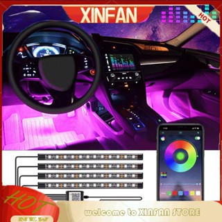 Xinfan แถบไฟ LED RGB ควบคุมผ่านแอป อุปกรณ์เสริม สําหรับรถยนต์