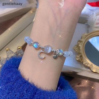 Gent INS สร้อยข้อมือลูกปัดหินโอปอล หินธรรมชาติ สีเทา แฮนด์เมด แฟชั่นสําหรับผู้หญิง