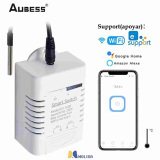 Aubess Ewelink Th16 Smart Switch ไร้สายควบคุมอุณหภูมิความชื้น 16a Wifi Switch ใช้งานร่วมกับ Alexa Google Home MOLISA