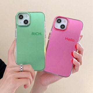 เคสโทรศัพท์มือถือแบบนิ่ม TPU ลายเฮลโล คิตตี้ สีแดงกุหลาบ สีเขียว สําหรับ iPhone 12 13 14 Pro Max 11