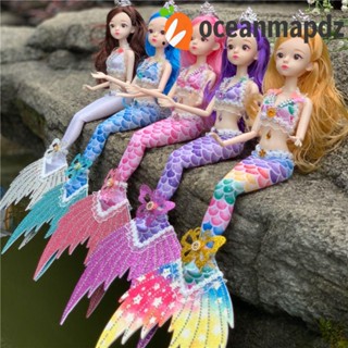 Oceanmapdz BJD ตุ๊กตานางเงือก BJD เสื้อผ้าคอสเพลย์ ถอดออกได้ พร้อมเลื่อม 45 ซม. ของขวัญวันเกิด สําหรับเด็กผู้หญิง