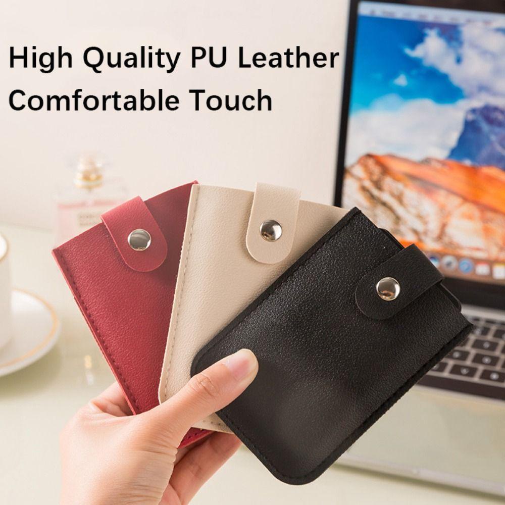 Topbeauty ID Card Holder, Pull-out Type PU Leather Mini Card Wallet, Slim 5 Card Bag Laminated Covered PU Leather Purses Men