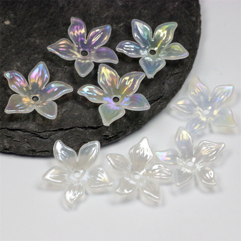 ลูกปัดไข่มุก อะคริลิค ลายดอกไม้ 22 มม. 50 ชิ้น สําหรับทําเครื่องประดับ ต่างหู DIY - รูปที่ 3