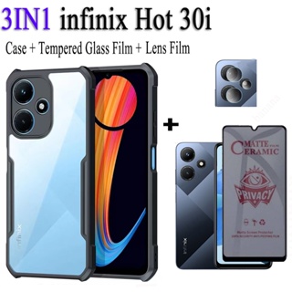 3in1 เคสโทรศัพท์มือถือกระจกนิรภัยเซรามิค เนื้อแมตต์ กันกระแทก สําหรับ infinix Hot 30i 30 play Hot 30 play Hot 20s 20i 20 play 11 play 11s 10 play 10s