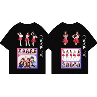 Crayon POP เสื้อยืดลําลอง แขนสั้น พิมพ์ลาย เข้ากับทุกการแต่งกาย สไตล์คลาสสิก เหมาะกับฤดูร้อน