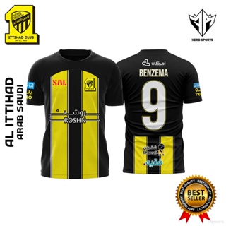 Fb 2023-24 Ittihad Club Home Jersey Benzema No.9 เสื้อยืดลําลอง แขนสั้น พลัสไซซ์ สําหรับผู้ชาย ผู้หญิง เหมาะกับการเล่นกีฬา