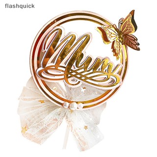 Flashquick ท็อปเปอร์ตกแต่งเค้ก รูปผีเสื้อ สีทอง สุขสันต์วันแม่