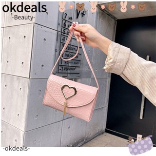 Okdeals กระเป๋าใส่โทรศัพท์มือถือ ทรงสี่เหลี่ยม ลายหนังจระเข้ ประดับพู่ รูปหัวใจ ขนาดเล็ก เหมาะกับของขวัญ สําหรับผู้หญิง