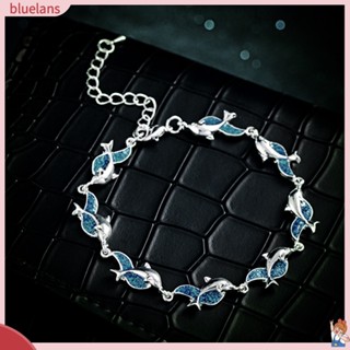 Blu สร้อยข้อมือโซ่ โลหะผสม จี้รูปปลาโลมา เครื่องประดับแฟชั่น สําหรับผู้หญิง งานเลี้ยง งานเลี้ยง