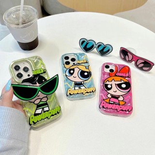 เคสโทรศัพท์มือถือ กันตก ลาย Powerpuff Girl พร้อมขาตั้ง สําหรับ IPhone 14 13 12 Pro Max 11