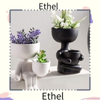 Ethel1 แจกันเซรามิค รูปกระถางดอกไม้ ทนต่อการเสียดสี แบบสร้างสรรค์ สําหรับตกแต่งโต๊ะทํางาน