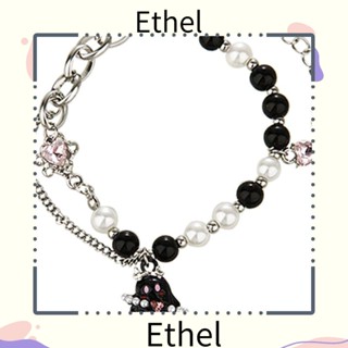 Ethel1 สร้อยข้อมือลูกปัดยืดหยุ่น โลหะผสม รูปผีฮาโลวีน เครื่องประดับแมวน่ารัก สไตล์โกธิค สําหรับคู่รัก