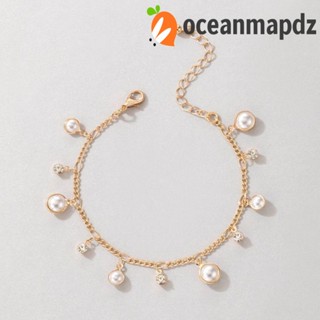 Oceanmapdz สร้อยข้อเท้า จี้ผีเสื้อ ประดับพลอยเทียม โลหะผสม สไตล์โบโฮ เรขาคณิต เครื่องประดับเท้า ปาร์ตี้