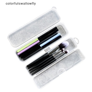 Colorfulswallowfly กล่องพลาสติกใส ทรงสี่เหลี่ยมผืนผ้า สําหรับใส่แปรง พลอยเทียม ตกแต่งเล็บ 1 ชิ้น COD