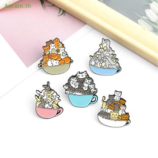 # เข็มกลัด &amp; ใหม่ # A Cup Of Animal Enamel Pin Cartoon Cup Cat Dog เข็มกลัดเสื้อโค้ทกระเป๋าป้ายเครื่องประดับ