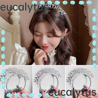 Eucalytus1 ที่คาดผมพลาสติก ประดับมุก สีขาว สําหรับวันเกิด ​ที่คาดผม ประดับไข่มุก พลอยเทียม สําหรับถ่ายภาพ งานวันเกิด