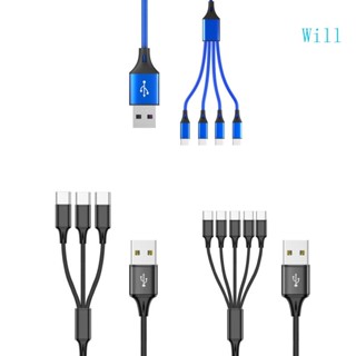 Will สายชาร์จโทรศัพท์มือถือ USB C 3 4 5 in1 พร้อมพอร์ต Type C สําหรับโทรศัพท์มือถือ แท็บเล็ต