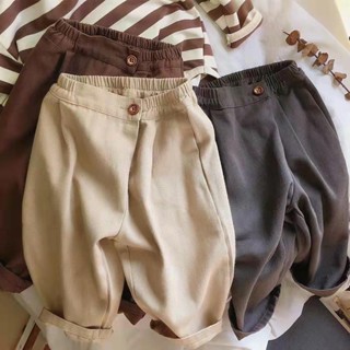 พร้อมส่ง กางเกงฮาเร็มลําลอง เอวยางยืด ทรงหลวม มีกระเป๋าคู่ หลายสี แฟชั่นฤดูร้อน สไตล์เกาหลี สําหรับเด็กผู้ชาย