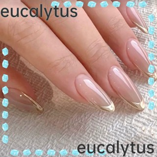 Eucalytus1 เล็บปลอม ทรงกลม ขอบทอง ถอดออกได้ 24 ชิ้น ต่อกล่อง