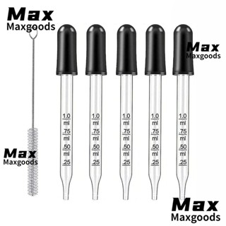 Maxg หลอดหยดปิเปต แก้วหนา ทรงตรง พร้อมหัวยาง สีดํา 1 มล. 5 ชิ้น