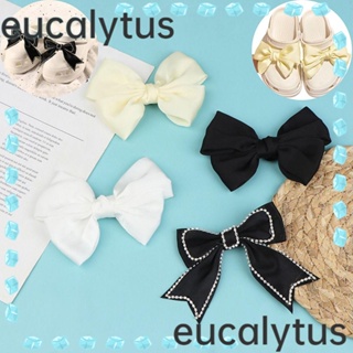 Eucalytus1 บักเกิลติดรองเท้า รูปโบว์ ประดับพลอยเทียม DIY อุปกรณ์เสริม สําหรับตกแต่งรองเท้าแตะ