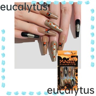 Eucalytus1 เล็บปลอม ประดับเพชร ถอดออกได้ ยาวเต็มรูปแบบ สําหรับฮาโลวีน บัลเล่ต์ 24 ชิ้น