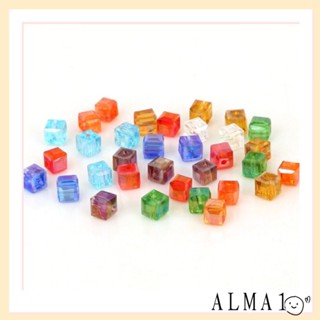 Alma ลูกปัดคริสตัลสังเคราะห์ ทรงสี่เหลี่ยม ขนาด 4*4 มม. คละสี สําหรับทําสร้อยข้อมือ