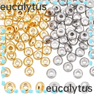 Eucalytus1 ลูกปัดโลหะ ทรงกลม แบน แบน สีทอง และสเตนเลส สําหรับทํางานฝีมือ DIY 200 ชิ้น