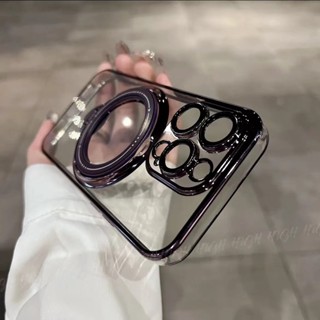 เคส TPU ชุบ กันกระแทก เคสแม่เหล็ก สําหรับ iPhone 7 8 Plus X Xs Max XR 12 Pro 13 Pro Max 11 Pro Max case 360° เคสนิ่ม ขาตั้งหมุนได้
