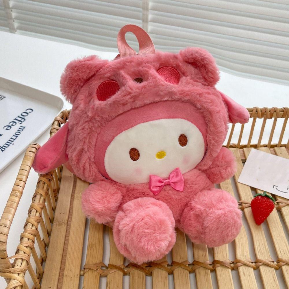 Keepin Kuromi Plush กระเป๋าเป้สะพายหลัง,การ์ตูน Cinnamoroll Plush กระเป๋าเป้สะพายหลัง, Kawaii Pochacco ตุ๊กตา Melody การ์ตูนกระเป๋านักเรียนหญิง