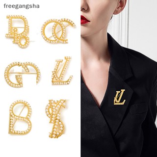 [FREG] เข็มกลัดมุก คริสตัล พลอยเทียม รูปตัวอักษร เครื่องประดับแฟชั่น สําหรับผู้หญิง FDH