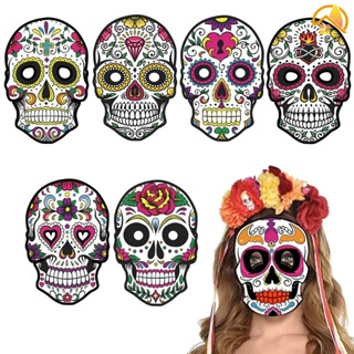 หน้ากากคอสเพลย์ ธีม Day of The Dead สําหรับปาร์ตี้ฮาโลวีน 6 ชิ้น