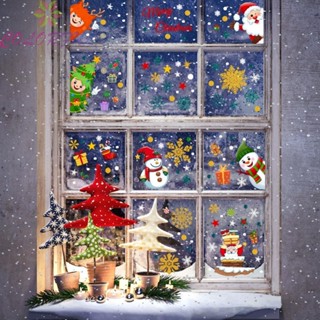 【COLORFUL】Colorful Christmas Wall Sticker Set PVC Snowflake Sticker for Holiday Atmosphere