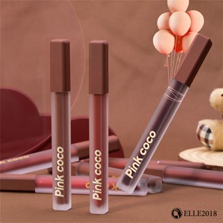 PINK COCO Light Satin Powder Mist Lip Glaze Silky Matte Matte Lipstick Half Dip Cup Lip Gloss White Student Lip 【elle20181_th】