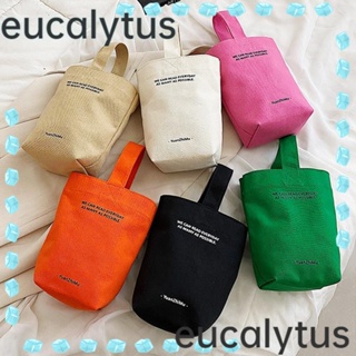 Eucalytus1 กระเป๋าสะพายไหล่ กระเป๋าช้อปปิ้ง ผ้าแคนวาส ทรงโท้ท ลําลอง