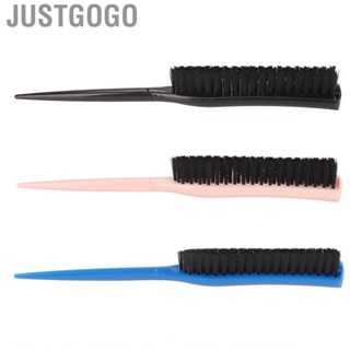 Justgogo Hair Teasing Brush 3 Row Nylon Add Volume Ergonomic Portable Styling Rat Ta