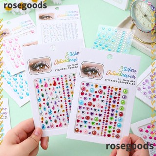 Rosegoods1 สติกเกอร์เพชร พลอยเทียม ออกแบบพิเศษ สําหรับตกแต่งใบหน้า ร่างกาย แต่งหน้า อายแชโดว์เด็ก DIY