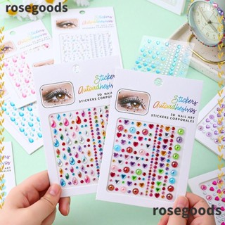 Rosegoods1 สติกเกอร์เพชร พลอยเทียม ออกแบบพิเศษ สําหรับตกแต่งใบหน้า ร่างกาย แต่งหน้า อายแชโดว์เด็ก DIY