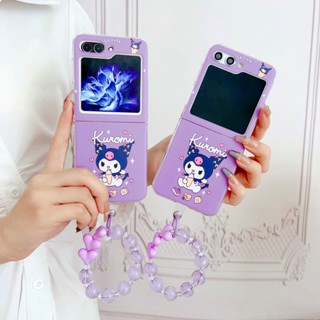 เคสโทรศัพท์มือถือ PC แข็ง กันกระแทก ประดับลูกปัด พร้อมสายคล้องมือ สไตล์ญี่ปุ่น สําหรับ Samsung Galaxy Z Flip 5 5G Galaxy Z Flip 3 4