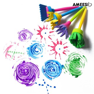 Ameesi ชุดแปรงฟองน้ํา ลายกราฟฟิติ สร้างสรรค์ DIY สําหรับเด็ก 4 ชิ้น ต่อชุด