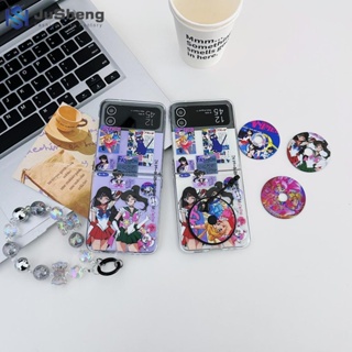 Jusheng เคสโทรศัพท์มือถือแฟชั่น ลายการ์ตูนเซเลอร์มูน สําหรับ Samsung Z Flip5 Z Flip4 Z Flip3