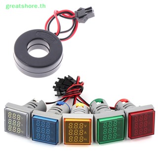 Greatshore โวลต์มิเตอร์ดิจิทัล แอมมิเตอร์ LED 22 มม. 50-380V 0-100A 0-99Hz AC