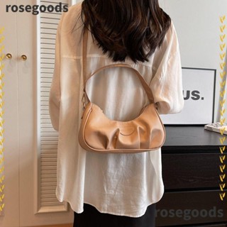 Rosegoods1 กระเป๋าสะพายข้าง หนัง PU ทรงคลัทช์ จุของได้เยอะ สีพื้น แฟชั่นสําหรับผู้หญิง