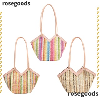 Rosegoods1 กระเป๋าสะพายไหล่ แบบสาน สีสันสดใส สําหรับผู้หญิง